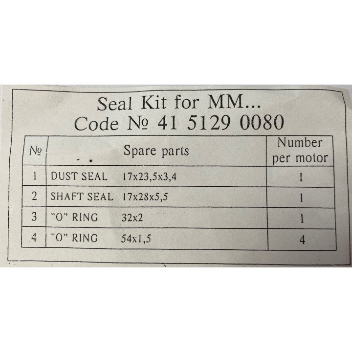 WMM (EPMM) MOTOR SERIES SEAL KIT