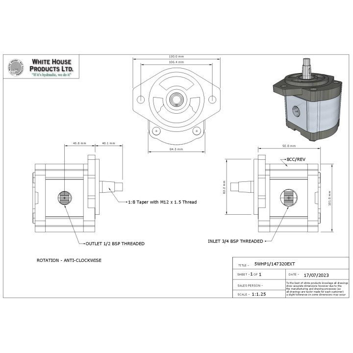 WHP Equivalent to  2SPA8-147320-1A