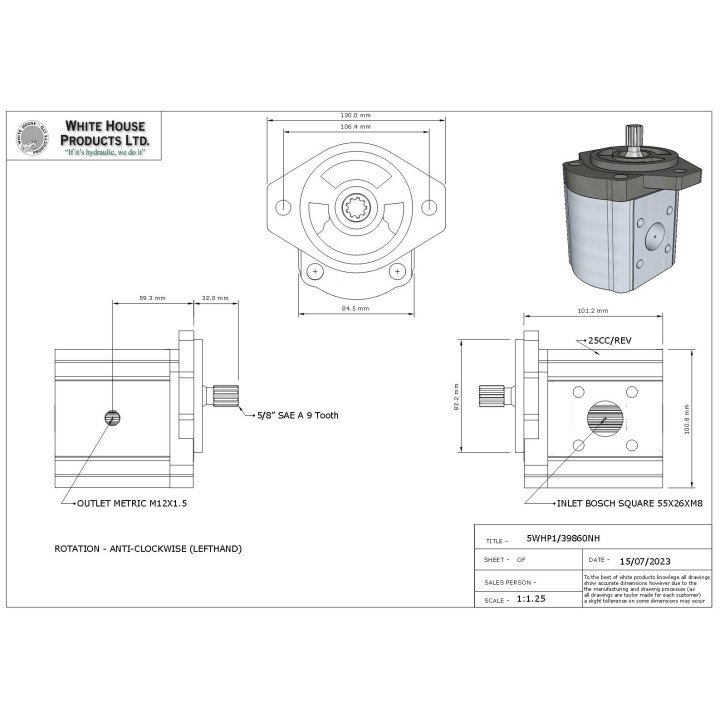 BETA EQUIV. PUMP ONLY (NO VALVE.)