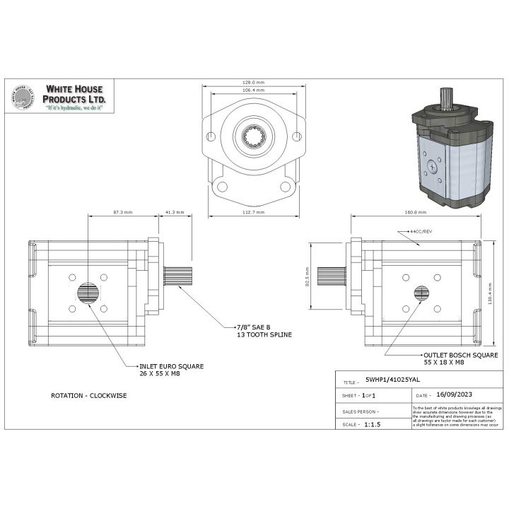 YALE GEAR PUMP / BETA EQUIV.