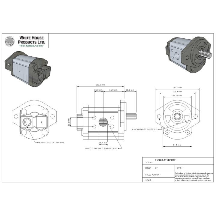 REPLACEMENT HYDRAULIC GEAR PUMP FOR